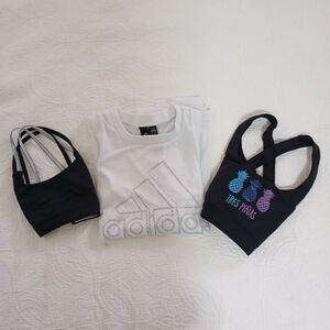 Set of 3 women's training t-shirts, size L, color Black and White.